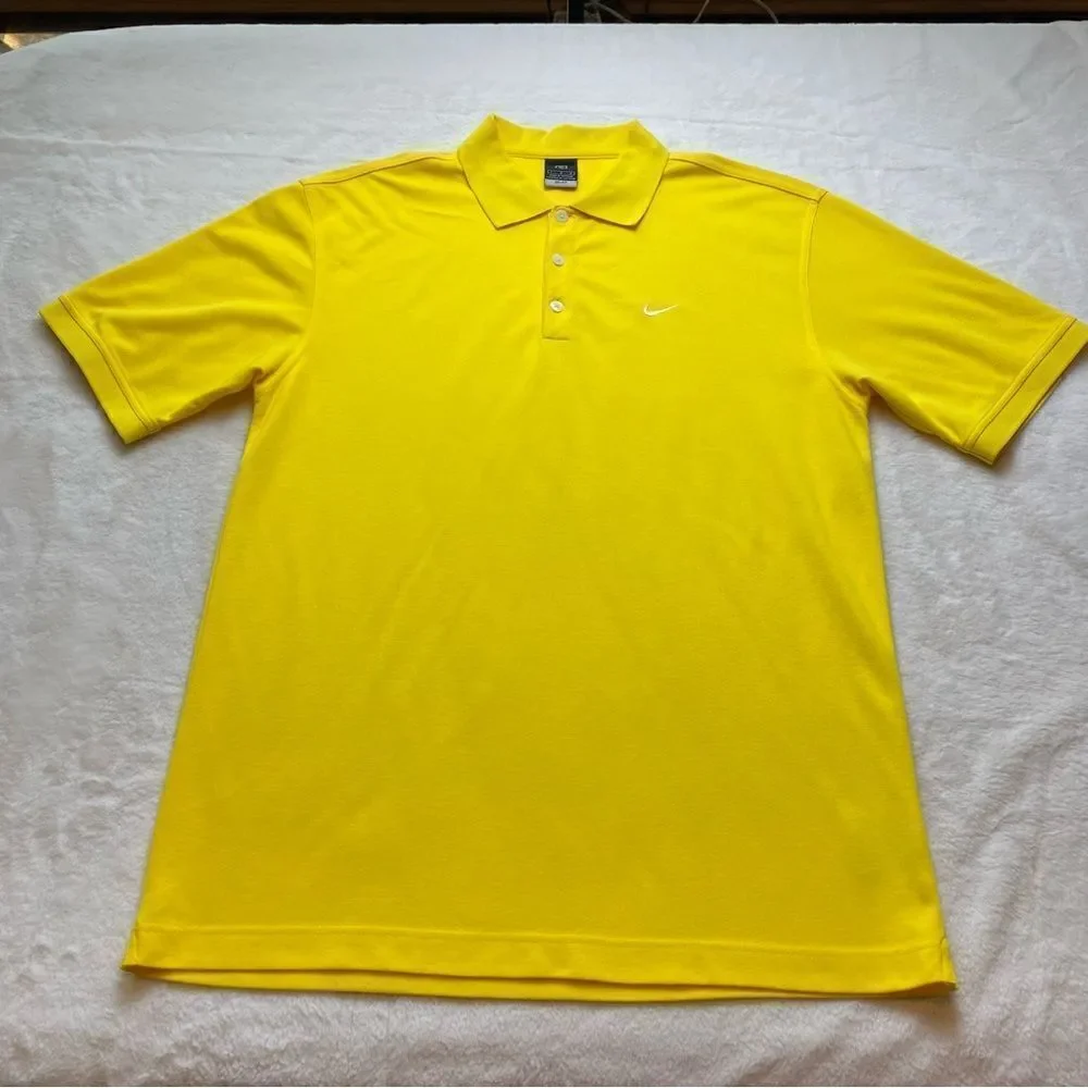 Nike Dri Fit Yellow Polo Shirt Size Large
